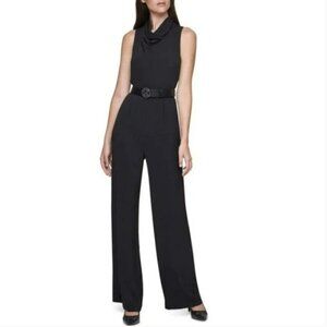 Calvin Klein Belted Cowl Neck Pocket Jumpsuit 8